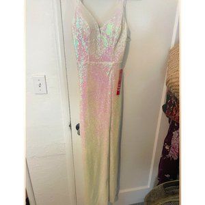 B. Smart White Sequin Long Dress
